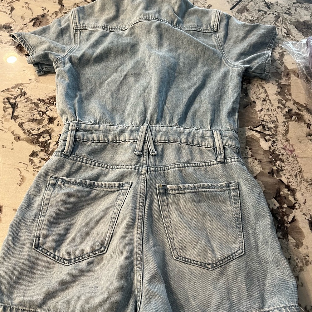 Good American Light Blue Kids Denim Romper